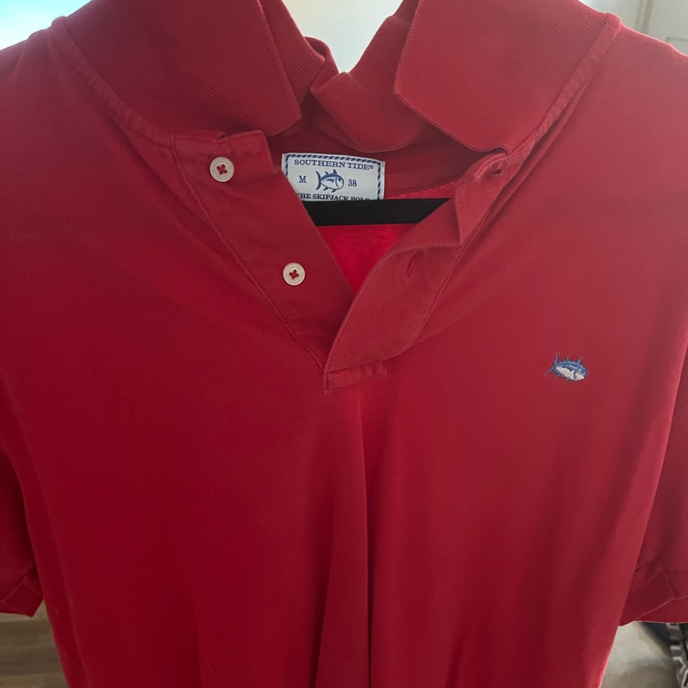 Men Southern Tide Polo Shirt Red Medium